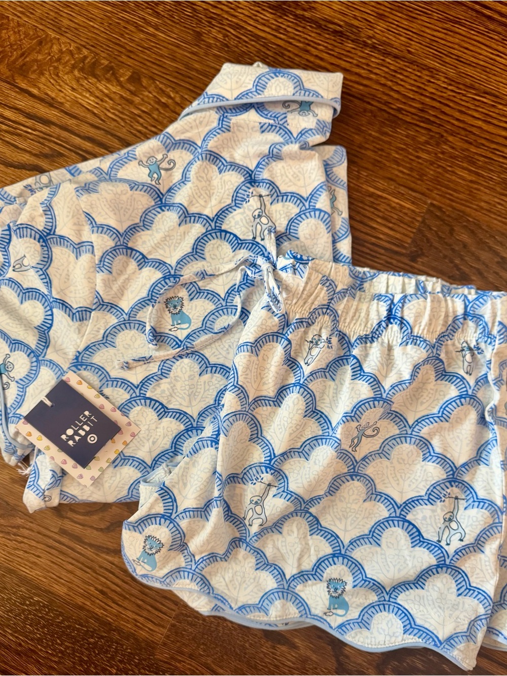 Roller Rabbut Pajamas Blue & White Printed Set- Size Large - Picture 5 of 7